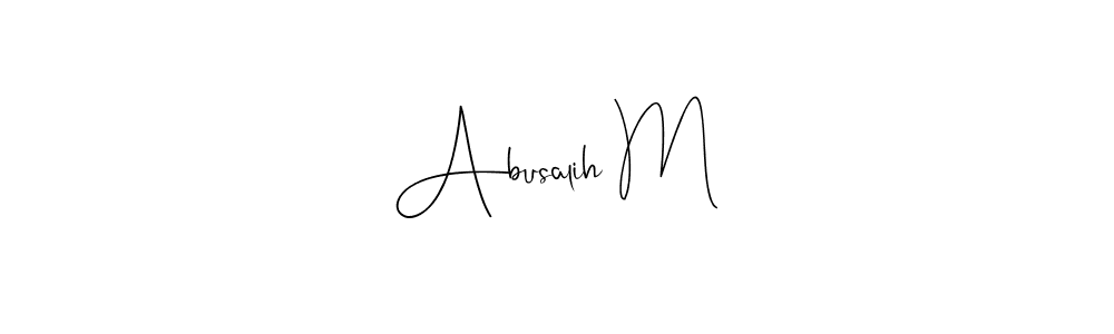 How to make Abusalih M name signature. Use Andilay-7BmLP style for creating short signs online. This is the latest handwritten sign. Abusalih M signature style 4 images and pictures png